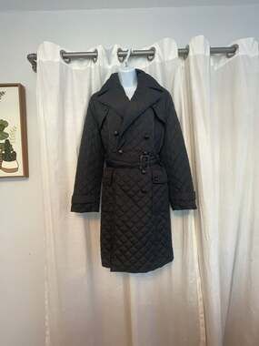 Gil Bret Quilted Trench Coat Black Size 6
